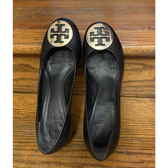 Tory Burch Amy Logo Pump Heels Shoes Womens Size 8.5M Black Leather Slip On - Picture 8 of 11